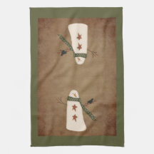 Primitive Country Snowman Kitchen Towel