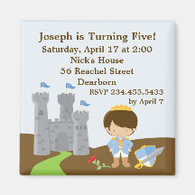 Prince Birthday Party Invitation Magnet