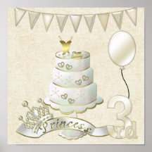 Princess 4th  Birthday Poster Print