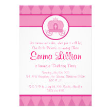 princess birthday party invite cute fun pink