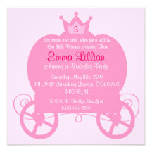 princess birthday party invite cute fun pink