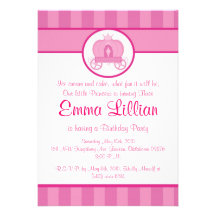 princess birthday party invite cute fun pink