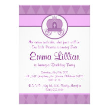 princess birthday party invite cute fun purple