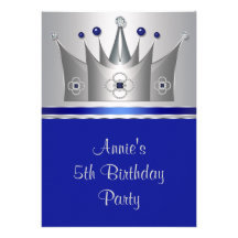 Princess Crown Girls 5th Birthday Party Personalized Invites