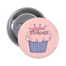 Princess cupcake pinback button