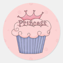 Princess cupcake round sticker