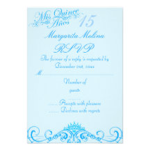 Princess Tiara Blue Quinceanera RSVP Announcements