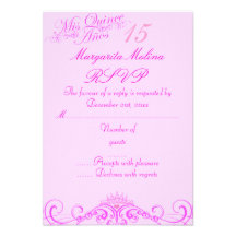 Princess Tiara Pink Quinceanera RSVP Announcement