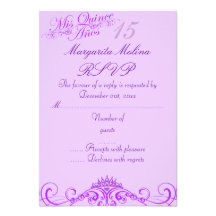 Princess Tiara Purple Quinceanera RSVP Custom Invite