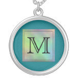 Printed Custom Monogram Image on Teal Pattern. Custom Jewelry