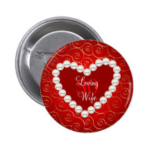 Printed Faux pearl red and gold anniversary Buttons