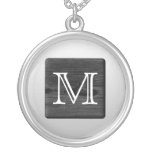 Printed Pattern and Custom Letter. Black and White Necklaces