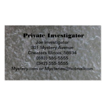 Private Investigator's business card