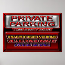 Private Parking Tow Away Zone Sign Print