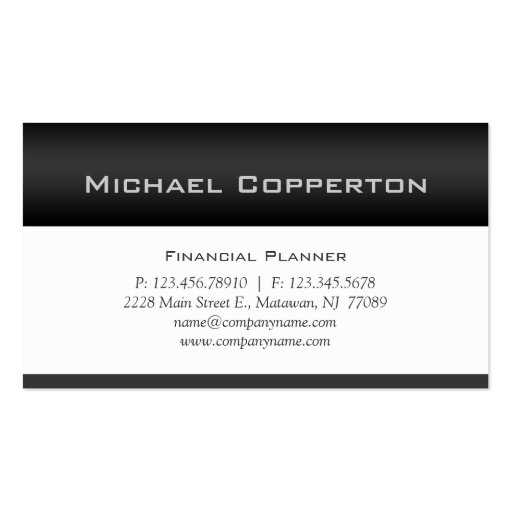 Professional Business Card Financial Planner Grey