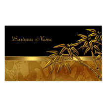 Profile Card Asian Black Gold Bamboo Business Cards