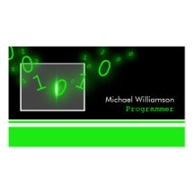 Programmer Green 1's and 0's Business Cards