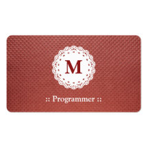 Programmer Lace Monogram Brown Pattern Business Card Templates