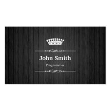 Programmer Royal Black Wood Grain Business Card
