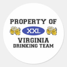Property of Virginia Drinking Team Round Stickers