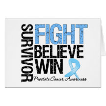 Prostate Cancer Survivor Fight Believe Win Motto Card