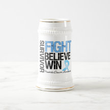 Prostate Cancer Survivor Fight Believe Win Motto Mugs