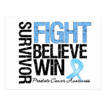 Prostate Cancer Survivor Fight Believe Win Motto Post Card
