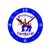 Proud Democrat Round Wallclocks