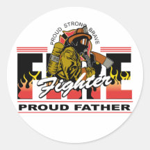Proud Firefighter Father Round Sticker