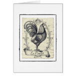 Proud French Rooster La Poulet Vintage Art Greeting Card