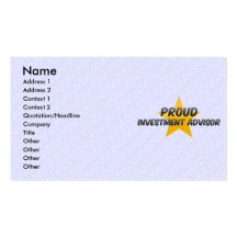 Proud Investment Advisor Business Card Templates