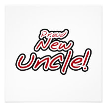 Proud New Uncle Red and Black Text Gifts Personalized Invite