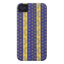 Provence South of France French Blue/Gold Pattern iPhone 4 Case-Mate Cases
