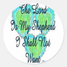 Psalm 23 hearts round sticker