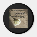 Psalm 59:16 White Rose Refrigerator Magnets