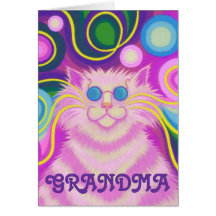 Psy-cat-delic Pink 'Grandma' birthday card
