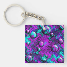 Psychedelic Abstract with Bubbles Key Chain