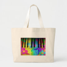 Psychedelic Electric Piano Keyboard and Flowers Tote Bag