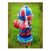 Psychedelic fire hydrant postcards
