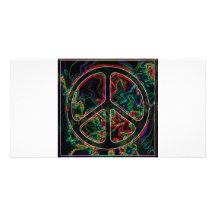 psychedelic peace sign custom photo card