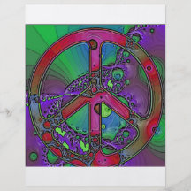 psychedelic peace sign full color flyer