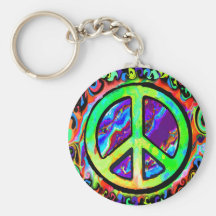 Psychedelic Peace Sign Key Chain