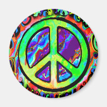 Psychedelic Peace Sign Refrigerator Magnet