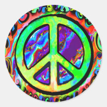 Psychedelic Peace Sign Stickers