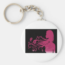 psychedelic pink abstract girl keychains