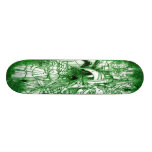 Psychedelic Trippy Black and Green Leaf Drawing Skate Boards
