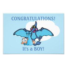 Pterodactyl Dinosaur It's a Boy Baby Shower Photo Print