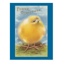 Puffball Chick Vintage Easter Postcard
