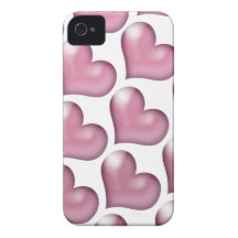 Puffy Pink Valentine Hearts iPhone 4 Case
