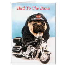 Pug Biker Card